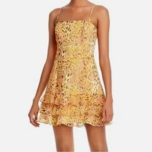 Bardot leopard snakeskin ruffle minidress